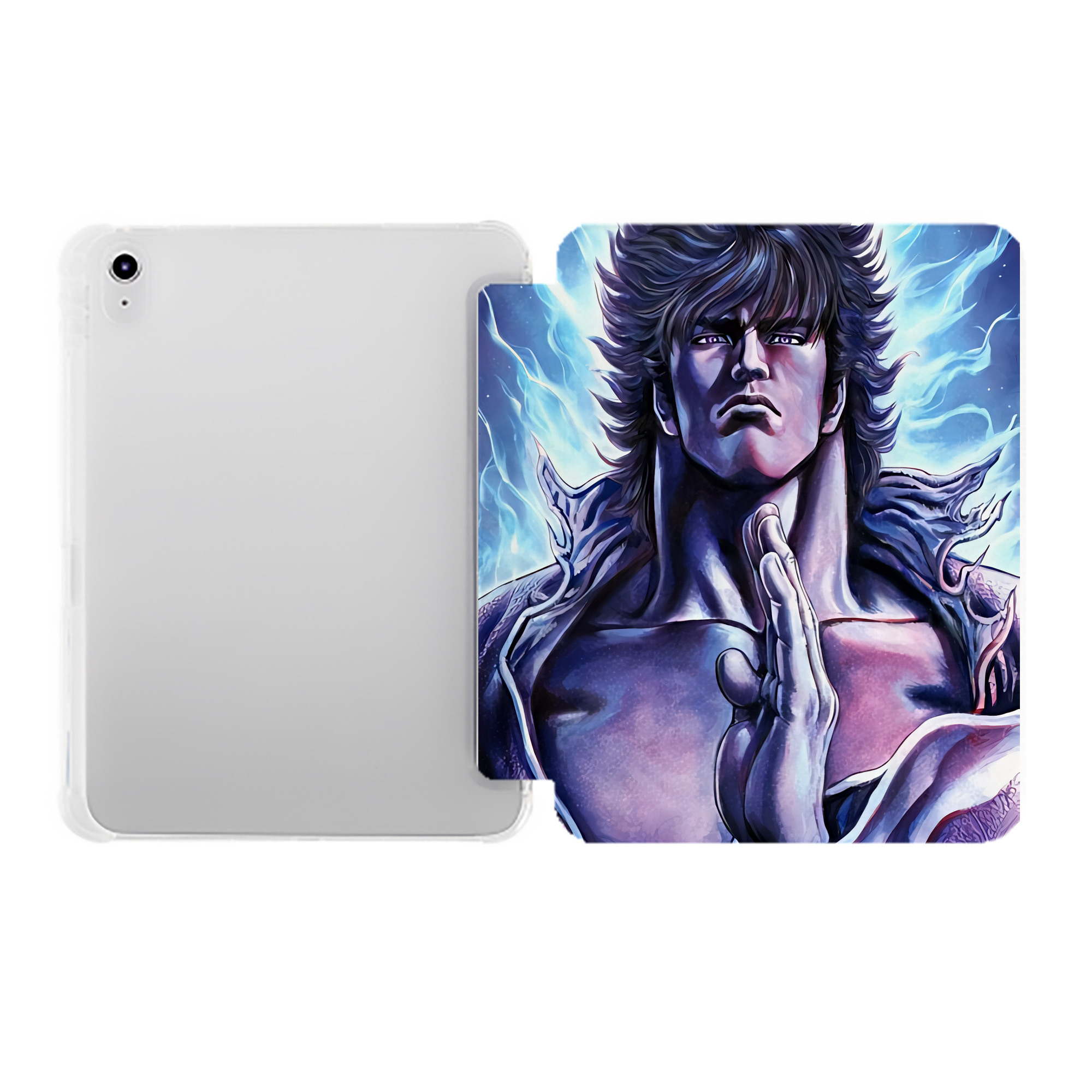 （画像用） 北斗の拳 Fist of the North Star IPad ケース ペン収納付き 三つ折りスタンド PUレザー×シリコン 対応機種9.5/10.5/10.9インチ